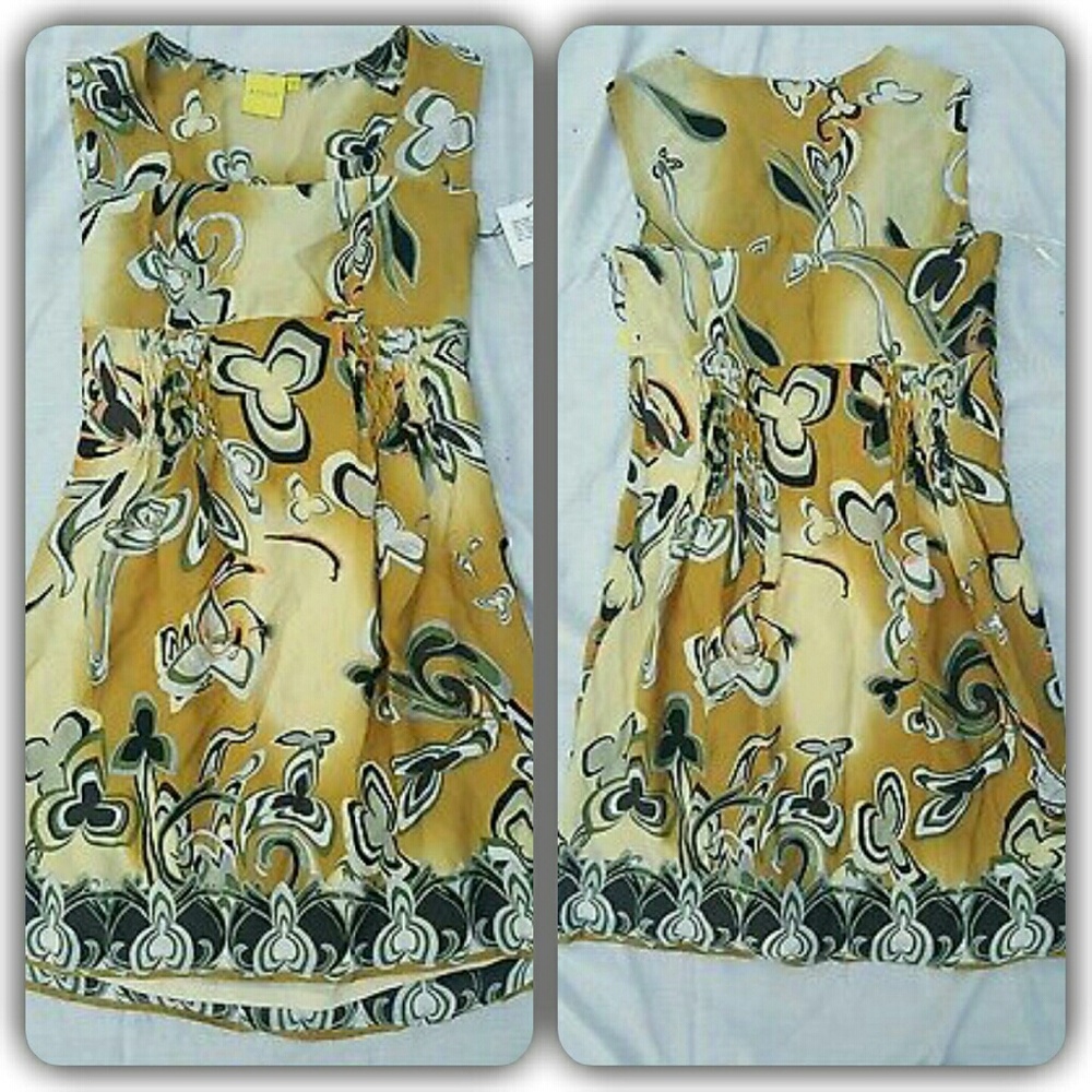 Aysha Designer Printed Silk Sleeveless Dress boho chic cottagecore Jackie O
